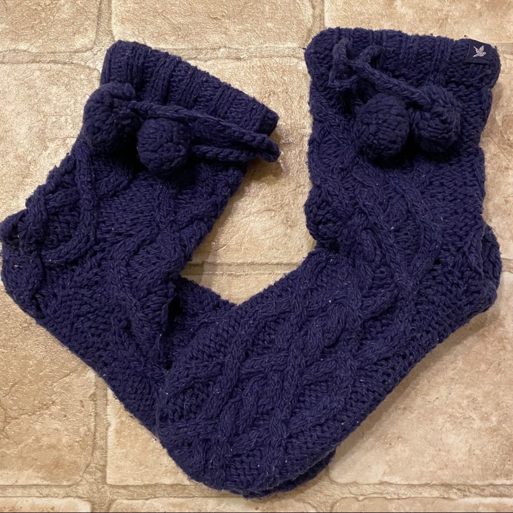 Aerie | Knit Slipper Booties with Tassel Ties | Size = L/XL